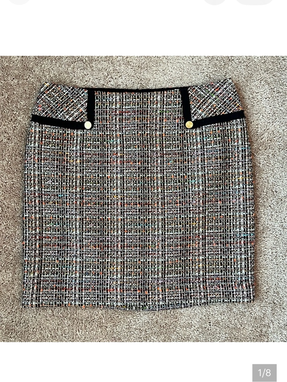 Trina Turk Tweed Multi Color Metallic Skirt